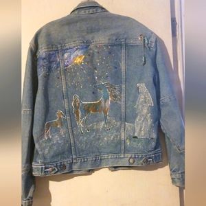 Calvin Klein‎ Painted and Bedazzled Denim Jacket.